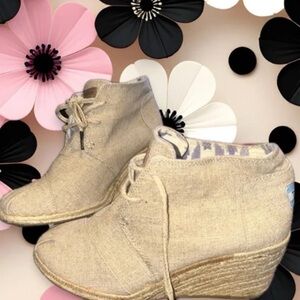 Toms Beige Wedge Ankle Booties